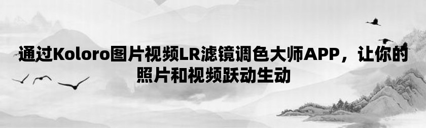 通过koloro图片视频lr滤镜调色大师app，让你的照片和视频跃动生动