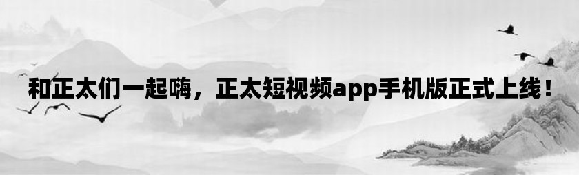 和正太们一起嗨，正太短视频app手机版正式上线！