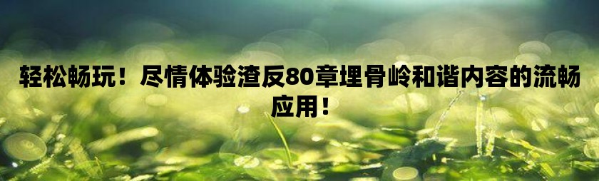 轻松畅玩！尽情体验渣反80章埋骨岭和谐内容的流畅应用！