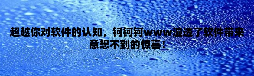 超越你对软件的认知，钶钶钶www湿透了软件带来意想不到的惊喜！