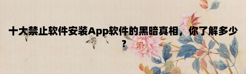 十大禁止软件安装app软件的黑暗真相，你了解多少？