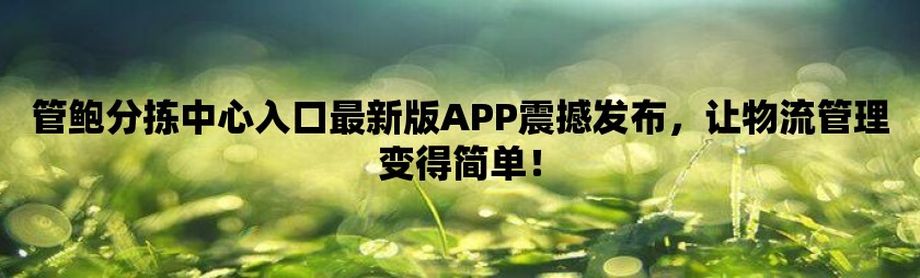 管鲍分拣中心入口最新版app震撼发布，让物流管理变得简单！