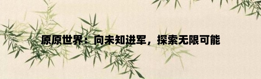 原原世界：向未知进军，探索无限可能