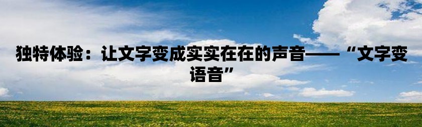 独特体验：让文字变成实实在在的声音——“文字变语音”